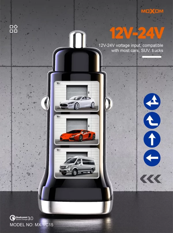 ⁦شاحن سيارة 36W بمنفذين يدعم الشحن السريع MX-VC15⁩ - الصورة ⁦4⁩