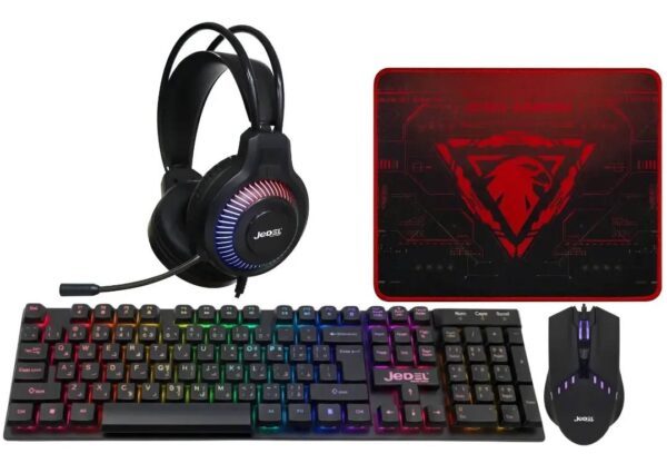 مجموعة القيمنق السلكية 4 في 1 لوحة مفاتيح وماوس وسماعات وباد ماوس من جيدل (CP-09)