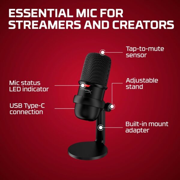 ⁦ميكروفون احترافي HyperX SoloCast مكثف USB⁩ - الصورة ⁦6⁩