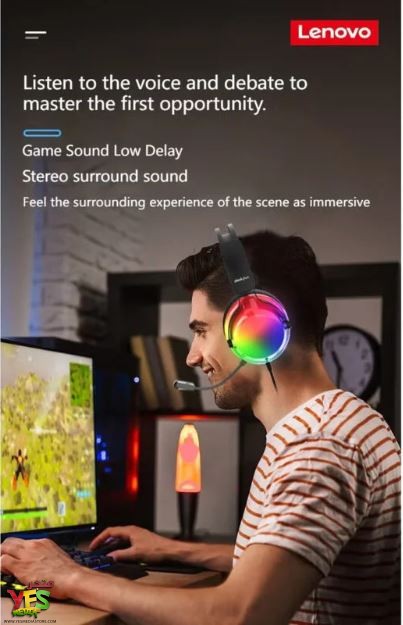 سماعة محيطية رأس سلكي للألعاب Lenovo ThinkPlus G82B RGB USB