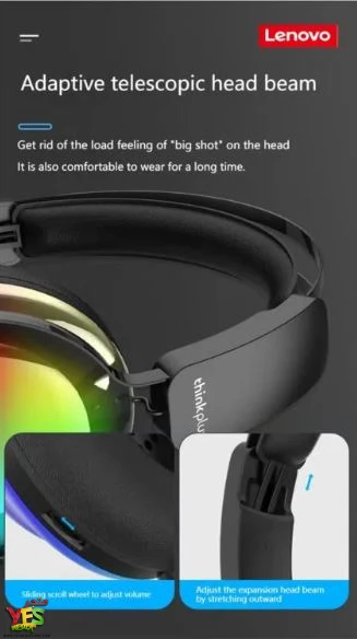031444.webp سماعة محيطية رأس سلكي للألعاب Lenovo ThinkPlus G82B RGB USB