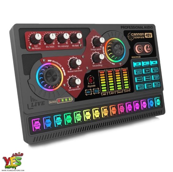 متجر يس ميديا 770999496 مكسر صوت 48 فولت Cannon 48V Digital Mixer Sound Card