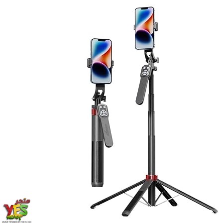 51A2PHGHzCL._SY450_ (1) عصا سيلفي من سبائك الألومنيوم P185TK مع حامل هاتف محمول عالمي رباعي الأرجل