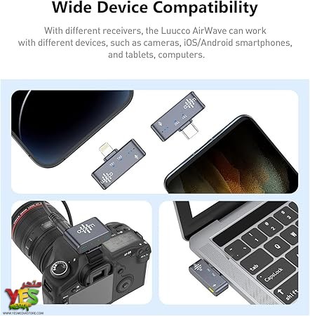 71CeGPrDrQL._AC_SY450_ ميكرفون لاسلكي مزدوج (ايفون - تايب سي - كاميرا) Luucco AirWave Combo