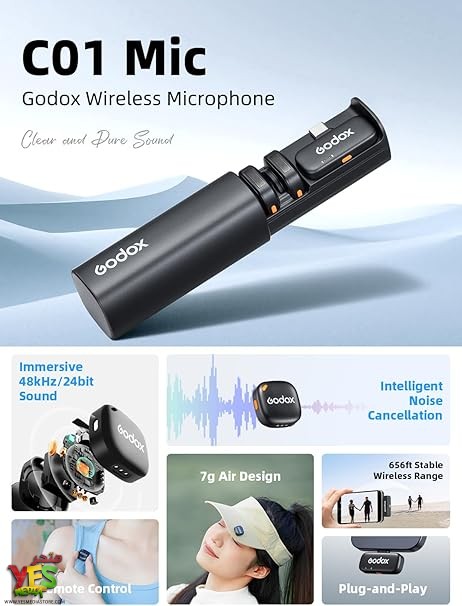 71Pcv7ADzbL._AC_SY606_ ميك لاسلكي مزدوج من جودكس تايب سي Godox C01 Kit2