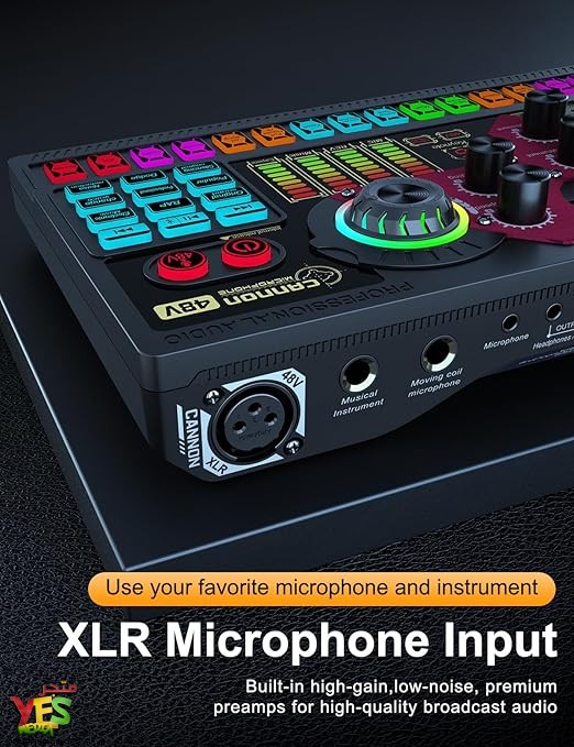 متجر يس ميديا 770999496 مكسر صوت 48 فولت Cannon 48V Digital Mixer Sound Card