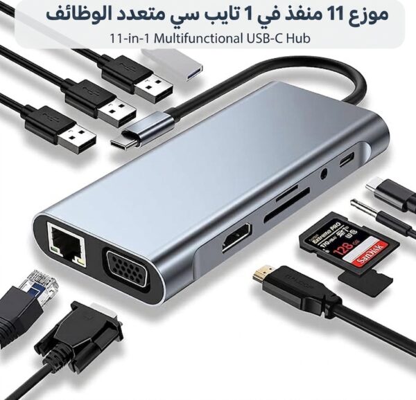 Gemini_Generated_Image_iidggjiidggjiidg موزع 11 منفذ في 1 تايب سي متعدد الوظائف