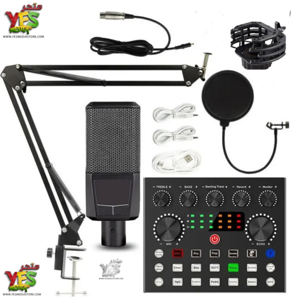 صورة1 طقم مايك lgt240 وكرت صوت v8s مع معدات التسجيل