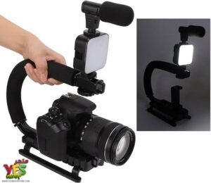 متجر يس ميديا 770999496 حامل تصوير الفيديو للكاميرا و الجوال مع ميك واضاءة AY-49U