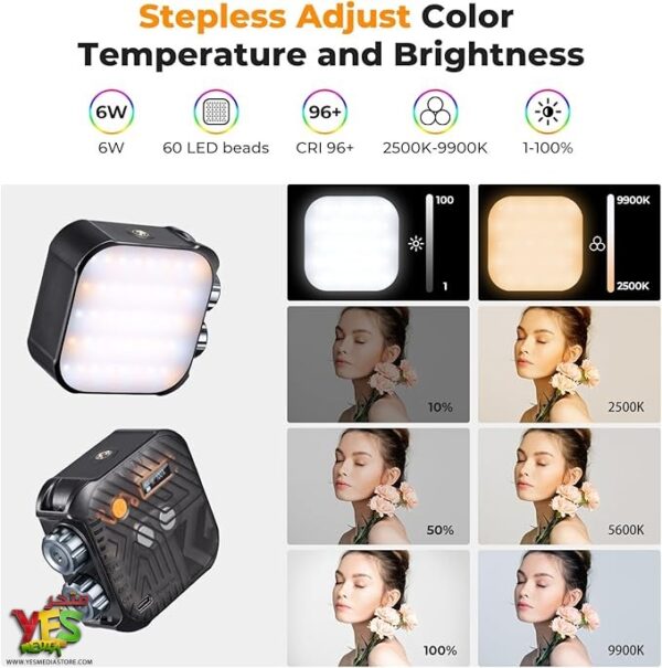 مصباح تصوير محمول ملون بزاوية 360 درجة K&F Concept RGB