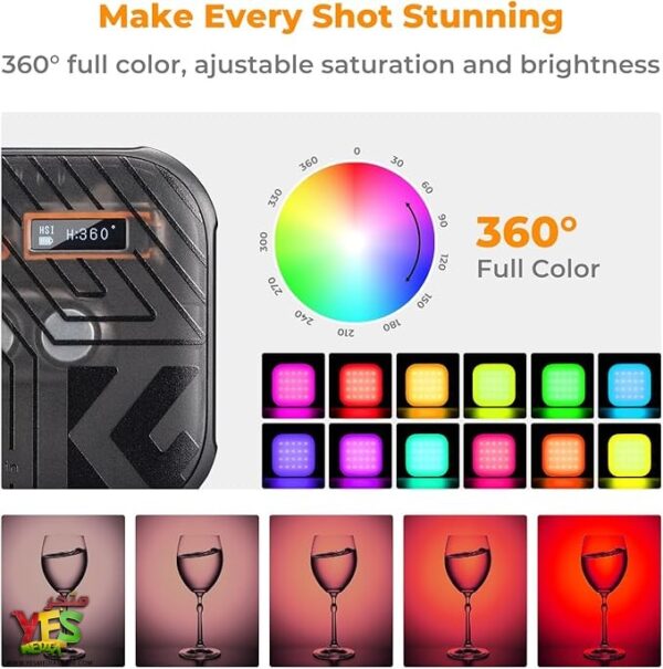 مصباح تصوير محمول ملون بزاوية 360 درجة K&F Concept RGB