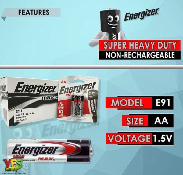 بطاريات قلم انرجيزر ماكس وكالة عبوة 12 زوج Energizer AA