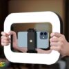 حامل جوال مع اضاءة لتصوير الفيديو (أبيض- اصفر ) E10