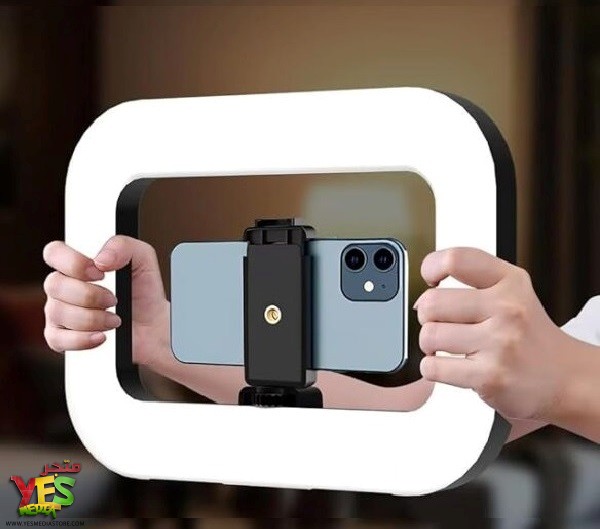 حامل جوال مع اضاءة لتصوير الفيديو (أبيض- اصفر ) E10