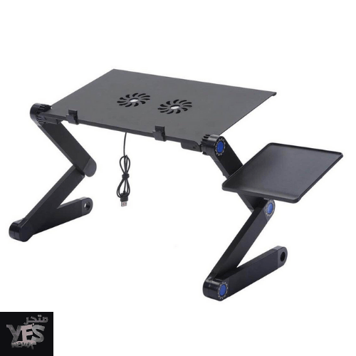 Portable-Laptop-Foldable-Table-Omeidi-with-Two-Fan-T6-Black-Gadget-mou طاولة حاسوب المنيوم مع لوحة ماوس مع مروحتين تبريد T8