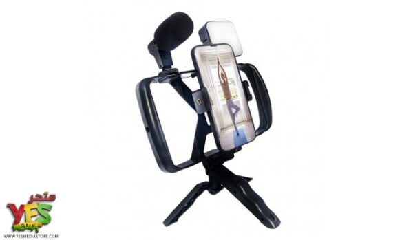 selfie-stick-with-wireless-remote-control-tripod-with-led-microphone-for-live-broadcast-tl-49t-bla (1) حامل تصوير فيديو احترافي للجوال مع اضاءة و مايك AY-49T