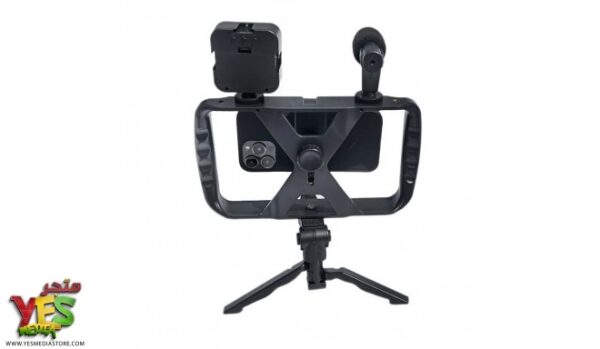 selfie-stick-with-wireless-remote-control-tripod-with-led-microphone-for-live-broadcast-tl-49t-bla حامل تصوير فيديو احترافي للجوال مع اضاءة و مايك AY-49T