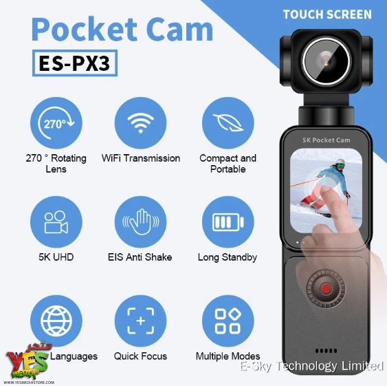 1258 كاميرا فلوغات محمول لتصوير الحركة والرياضة Plokama ES-PX3