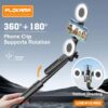 عصا سيلفي مع اضاءتين Plokama P10 PRO مع حامل ثلاثي القوائم - 180 سم
