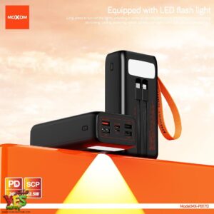 خازن سعة 30000mAh شحن سريع MOXOM  بقوة 22.5 وات