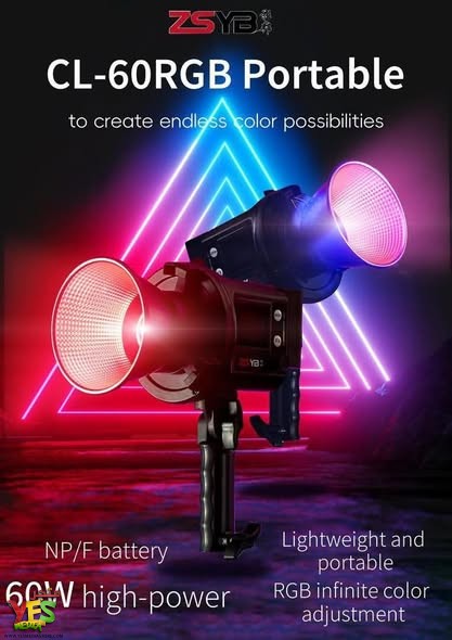 متجر يس ميديا 770999496 إضاءة تصوير ملونة احترافية ZSYB CL-60RGB بقوة 60 واط