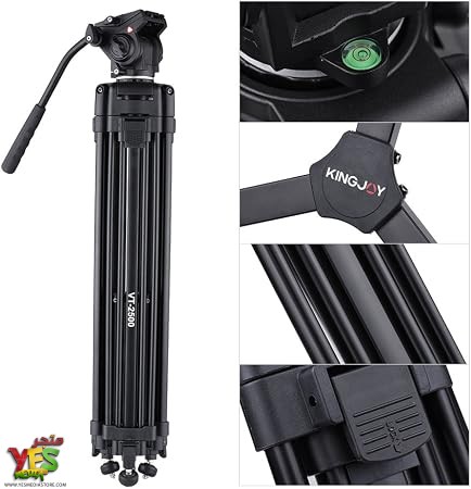 61dVRMOkFKL._AC_SY450_ حامل تصوير ثلاثي القوائم احترافي برأس هيدروليكي KINGJOY VT-2500