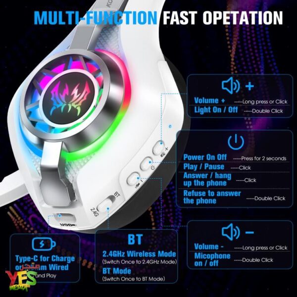 سماعات جيمينج لاسلكية وكالة KOTION EACH GS400 مزودة بإضاءة