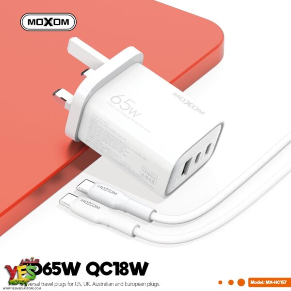 شاحن سوبر فاست الاصلي MOXOM MX-HC157 بقوة 65 واط
