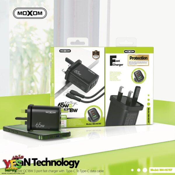 شاحن سوبر فاست الاصلي MOXOM MX-HC157 بقوة 65 واط
