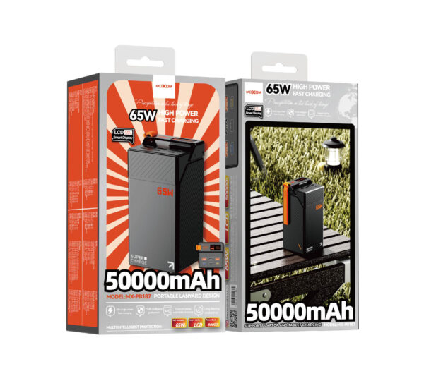 MX-PB186朋友圈 باور بنك عملاق سعة (50000mAh) الذكي 65W سوبر فاست 6 منافذ PB187