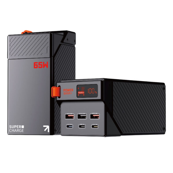 PB187_moxom باور بنك عملاق سعة (50000mAh) الذكي 65W سوبر فاست 6 منافذ PB187