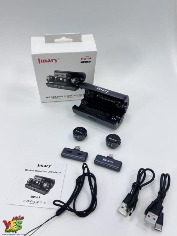 b6b09e50-1908-4b7a-bbf9-11c17a85e1bd ميكروفون لاسلكي مزدوج وكالة جماري Jmary MW-19 ( تايب سي + آيفون )