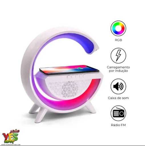 0255 مكبر صوت بلوتوث ذكي 3 في 1 مع شاحن لاسلكي 15 واط ومصباح RGB BT-2301