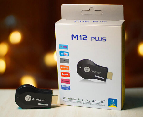 جهاز دونجل AnyCast M12 Plus اللاسلكي لعرض شاشة الهاتف على التلفزيون