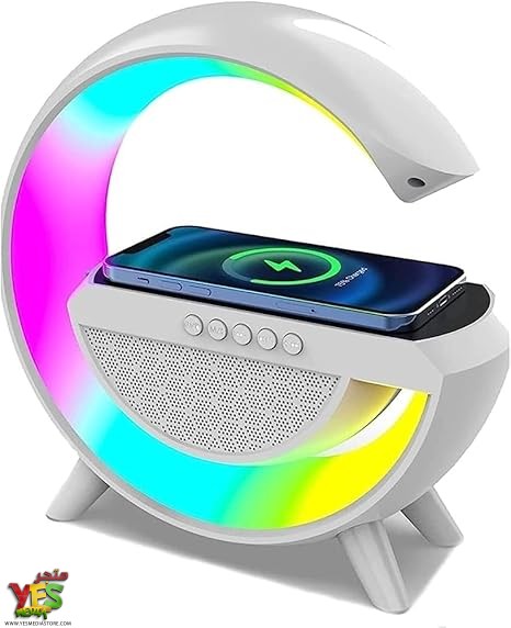 511omRdmlCL._SX466_ مكبر صوت بلوتوث ذكي 3 في 1 مع شاحن لاسلكي 15 واط ومصباح RGB BT-2301
