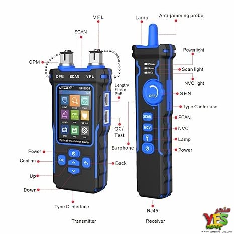 51rvkz55MCL._SX466_ جهاز فحص كابلات الشبكة والألياف الضوئية NF-8508