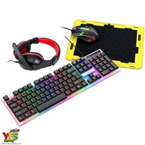 طقم جيمنج متكامل 4 في 1 T-WOLF TF240 كيبورد وماوس و سماعة رأس و ماوس باد