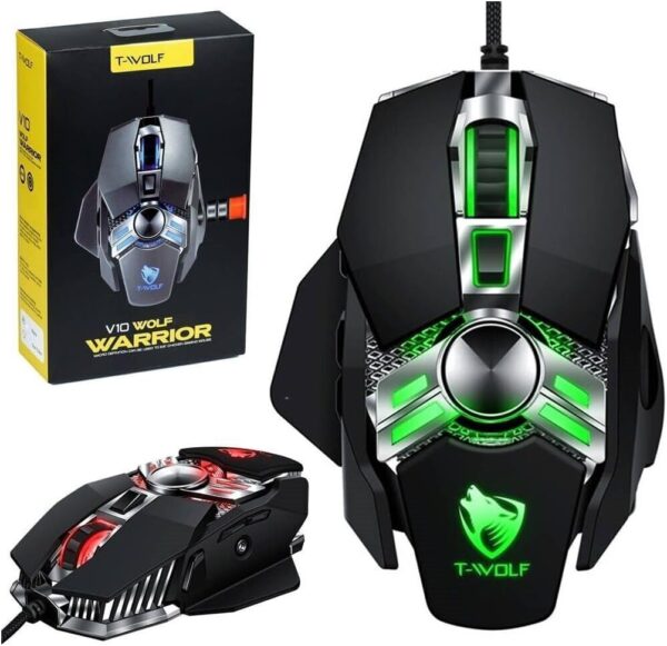 61ZDylOjX1L._AC_SL1070_ ماوس الألعاب السلكي T-WOLF V10 Warrior ميكانيكي بـ 7 أزرار