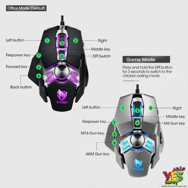 T-WOLF-V10-WARRIOR-SILVER-RGB-GAMING-MOUSE-1-600x600 ماوس الألعاب السلكي T-WOLF V10 Warrior ميكانيكي بـ 7 أزرار