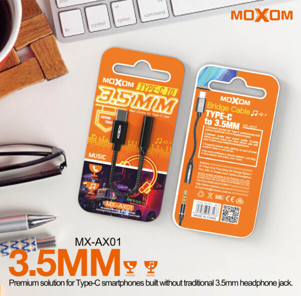 تحويلة تايب سي الى سماعة MOXOM MX-AX01 الاصلي Type-C to 3.5mm
