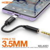 تحويلة تايب سي الى سماعة MOXOM MX-AX01 الاصلي Type-C to 3.5mm