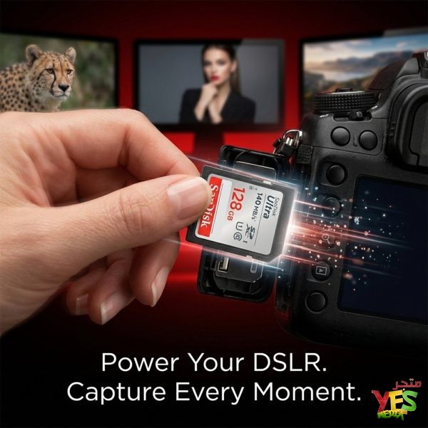 ذاكرة كاميرا SanDisk Ultra بسعة 128 جيجابايت وسرعة نقل 140 ميجابايت/ثانية
