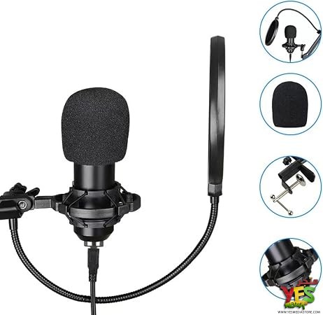طقم استوديو تسجيل كامل ميكروفون BM800 وكرت صوت احترافي F998 للبث المباشر والبودكاست والجيمينج