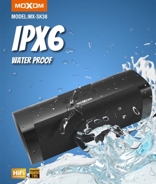 مكبر صوت لاسلكي سبيكر موكسوم بقوة 10W ومقاوم للماء IPX6 متجر يس ميديا مكبر صوت لاسلكي سبيكر موكسوم بقوة 10W ومقاوم للماء IPX6