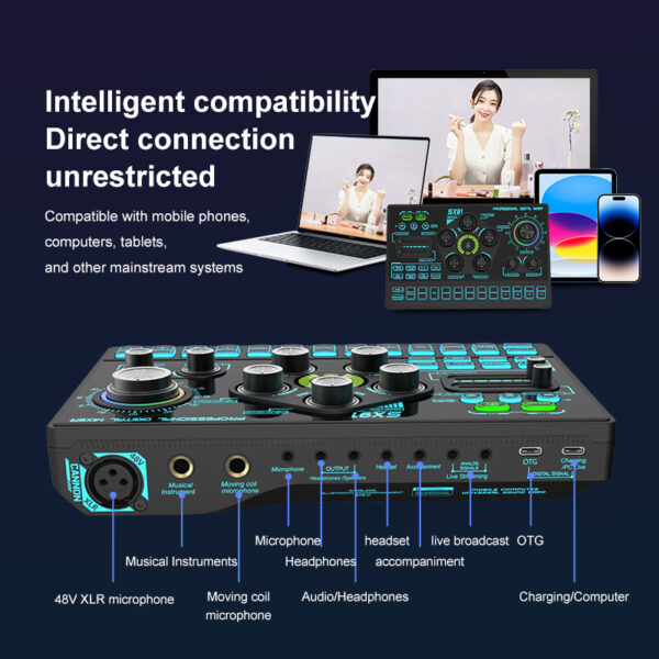 مكسر صوت احترافي SX91 بجهد 48V مع مغير صوت ومنافذ XLR للبث المباشر (7) مكسر صوت احترافي SX91 بجهد 48V مع مغير صوت ومنافذ XLR للبث المباشر